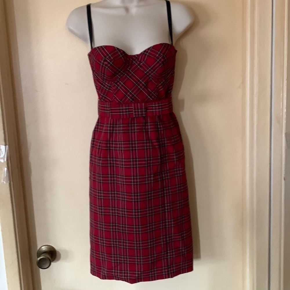 Moda International Red Plaid Midi Dress